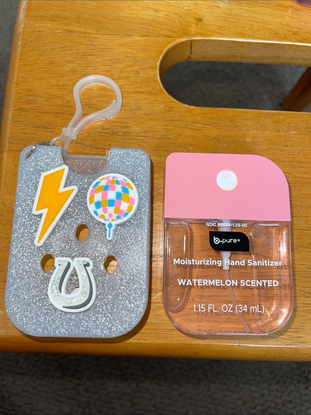 Moisturizing Hand Sanitizer & Charm glitter case